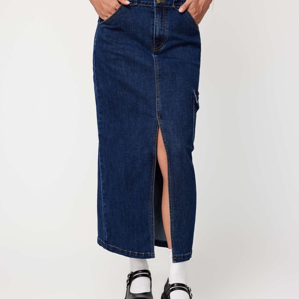 Cider Cargo Denim Midi skirt size XS